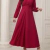Women's Party Dress Cocktail Dress Wedding Guest Dress Long Dress Maxi Dress Red Long Sleeve Pure Color Ruched Fall Winter Autumn V Neck Fashion Winter Dress Wedding Guest Vacation 2023 S M L XL