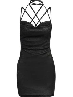 Women's Party Dress Homecoming Dress Holiday Dress Mini Dress Silver Black Pink Sleeveless Pure Color Cold Shoulder Fall Winter Spaghetti Strap Party Party 2023 S M L -Tesla Style fbsbdj1660213464956