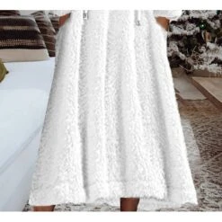 Women‘s Fleece Sweatshirt Dress Winter DressWhite Dress Midi Dress White 3/4 Length Sleeve Pure Color Pocket Winter Fall Hooded Casual Modern 2022 S M L XL 2XL 3XL -Tesla Style fdaglb1666065560386
