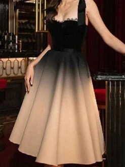 Women‘s Party Dress Homecoming Dress Wedding Guest Dress Velvet Dress A Line Dress Knee Length Dress Black Sleeveless Color Gradient Ruched Fall Spring Autumn Cold Shoulder Party 2023 XS S M L XL XXL -Tesla Style fdnthu1632387038378