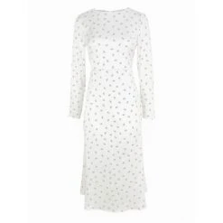 Women's Party Dress Cocktail Dress Wedding Guest Dress Midi Dress White Long Sleeve Floral Ruched Fall Winter Autumn Crew Neck Fashion Winter Dress Wedding Guest Birthday 2023 S M L -Tesla Style fdqiph1695635974168