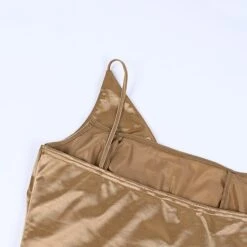 Women‘s Formal Party Dress Satin Dress Black Dress Sheath Dress Long Dress Maxi Dress Champagne Sleeveless Pure Color Ruched Spring Summer One Shoulder Weekend Slim 2023 -Tesla Style fexnyu1668483418476