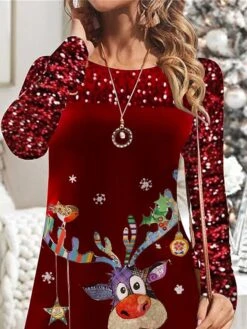 Women's Velvet Dress Party Dress Sequin Dress Mini Dress Wine Long Sleeve Elk Pleated Spring Fall Winter Crew Neck Fashion Winter Dress Christmas Wedding Guest 2023 S M L XL XXL 3XL 6 Women's Velvet Dress Party Dress Sequin Dress Mini Dress Wine Long Sleeve Elk Pleated Spring Fall Winter Crew Neck Fashion Winter Dress Christmas Wedding Guest 2023 S M L XL XXL 3XL -Tesla Style ffrafj1697523498959