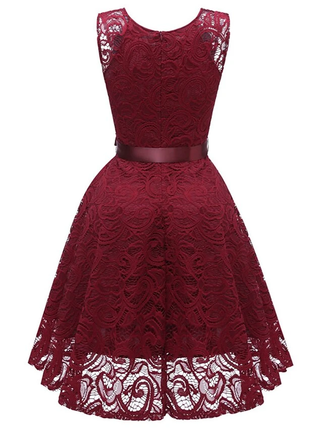 Women's Party Dress Vintage Tea Dresses Lace Dress Homecoming Dress Knee Length Dress Pink Wine Navy Blue Sleeveless Pure Color Lace Summer Spring Fall V Neck Vintage Party Wedding Guest Dress 11 Women's Party Dress Vintage Tea Dresses Lace Dress Homecoming Dress Knee Length Dress Pink Wine Navy Blue Sleeveless Pure Color Lace Summer Spring Fall V Neck Vintage Party Wedding Guest Dress - Image 9