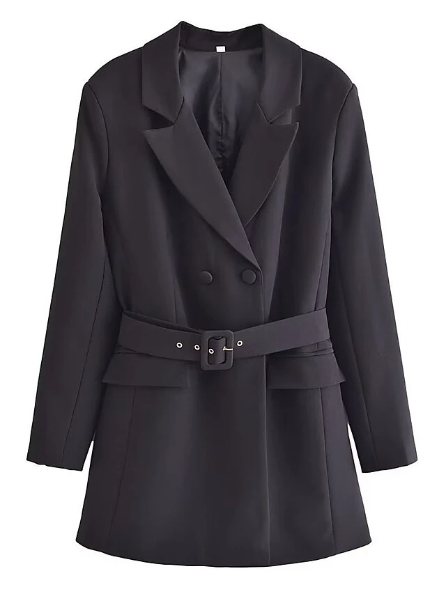 Women's Work Dress Blazer Dress Semi Formal Dress Fashion Office Daily Workfashion Mini Dress Button Pocket Shirt Collar Long Sleeve Plain Loose Fit Black Green Fall S M L 6 Women's Work Dress Blazer Dress Semi Formal Dress Fashion Office Daily Workfashion Mini Dress Button Pocket Shirt Collar Long Sleeve Plain Loose Fit Black Green Fall S M L - Image 4