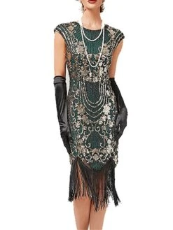 Women‘s Halloween Dress Retro 1920s Fringe Dress Midi Dress Party Sequins Tassel Fringe Floral Crew Neck Short Sleeve Slim Summer Spring 2023 Black Gold Red XS S M L 16 Women‘s Halloween Dress Retro 1920s Fringe Dress Midi Dress Party Sequins Tassel Fringe Floral Crew Neck Short Sleeve Slim Summer Spring 2023 Black Gold Red XS S M L -Tesla Style fkbmqe1677216929824