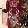 Women's Casual Dress Sweatshirt Dress Mini Dress Warm Fashion Outdoor Christmas Vacation Crew Neck Print Deer Loose Fit Red S M L XL XXL -Tesla Style fkmxnb1696524199914