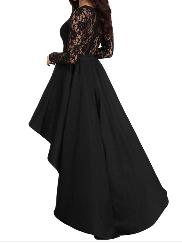 Women‘s Prom Cocktail Party Dress Lace Dress Long Dress Maxi Dress Black Blue Red Long Sleeve Pure Color Lace Winter Fall Autumn Crew Neck Winter Dress 2023 S M L XL 11 Women‘s Prom Cocktail Party Dress Lace Dress Long Dress Maxi Dress Black Blue Red Long Sleeve Pure Color Lace Winter Fall Autumn Crew Neck Winter Dress 2023 S M L XL - Image 9