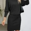 Women's Sweater Dress Winter Dress Jumper Dress Midi Dress Ribbed Daily Date Going Out Fashion Basic Turtleneck Long Sleeve 2023 Regular Fit Black Red Khaki Color S M L XL Size