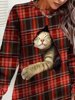 Women‘s Christmas Casual Dress Sweatshirt Dress Mini Dress Warm Fashion Outdoor Vacation Crew Neck Print Animal Geometric Loose Fit Burgundy S M L XL XXL -Tesla Style flrpsm1694073939511