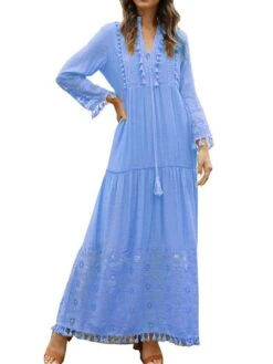 Women's Long Dress Maxi Dress Party Dress Casual Dress Sundress Pure Color Basic Bohemian Outdoor Daily Beach Lace Long Sleeve V Neck Dress Regular Fit Yellow Pink Blue Summer Spring S M L XL XXL 22 Women's Long Dress Maxi Dress Party Dress Casual Dress Sundress Pure Color Basic Bohemian Outdoor Daily Beach Lace Long Sleeve V Neck Dress Regular Fit Yellow Pink Blue Summer Spring S M L XL XXL -Tesla Style fmjkbp1673260379159