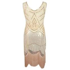 Women‘s Halloween Dress Party Dress Fringe Dress Knee Length Dress Black Gold Sapphire Silver Gray Khaki Green White Black Red Sleeveless Geometric Abstract Sequins Tassel Fringe Spring U Neck Elegant -Tesla Style fnvlhq1630486728930