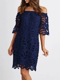 Women's Party Dress Cut Out Dress Cocktail Dress Midi Dress Black White Red Half Sleeve Pure Color Ruched Fall Winter Autumn Off Shoulder Fashion Winter Dress Wedding Guest Birthday 2023 S M L XL -Tesla Style fobfiu1696490241717