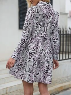 Women's Work Dress Semi Formal Dress Fashion Mini Dress Ruffle Button Shirt Collar Long Sleeve Color Block Regular Fit White Fall S M L XL XXL -Tesla Style fpqghe1693300591692