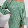 Women's Sweater Dress Winter Dress Jumper Dress Mini Dress Cold Shoulder Daily Date Going Out Active Fashion Off Shoulder Long Sleeve 2023 Loose Fit Black Orange Green Color S M L Size -Tesla Style fqcber1692862229618 1