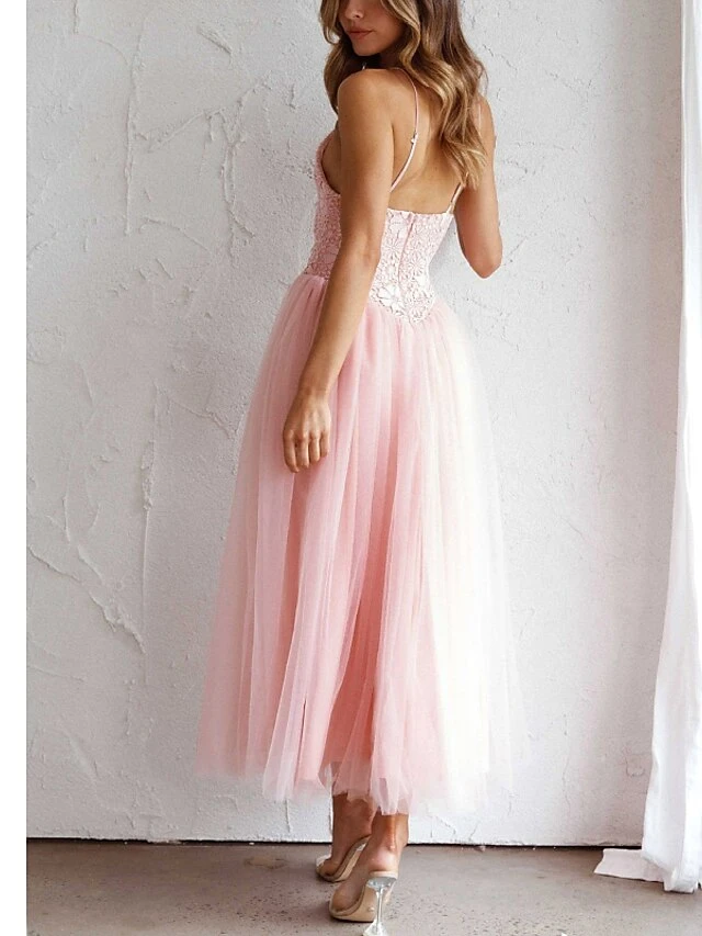 Women's Party Dress Lace Dress Vintage Dress Midi Dress White Pink Sleeveless Floral Lace Summer Spring Autumn V Neck Vintage Birthday Vacation 2023 S M L XL XXL 8 Women's Party Dress Lace Dress Vintage Dress Midi Dress White Pink Sleeveless Floral Lace Summer Spring Autumn V Neck Vintage Birthday Vacation 2023 S M L XL XXL - Image 6