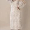 Women's Party Dress Lace Dress Sheath Dress Knee Length Dress White Long Sleeve Pure Color Lace Winter Fall Spring Crew Neck Elegant Winter Dress Birthday Wedding Guest 2023 S M L XL -Tesla Style frzexm1617348670720