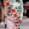 Women's Sweater Dress Winter Dress Jumper Dress Mini Dress Fashion Floral Outdoor Daily Date Going Out Crew Neck Long Sleeve Print 2023 Regular Fit Pink Blue Khaki S M L XL XXL 3XL -Tesla Style fsatbr1694429059291