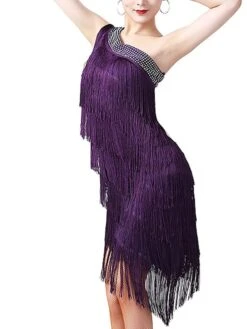 Women's Party Dress Fringe Dress Cocktail Dress Midi Dress Black White Light Red Sleeveless Pure Color Tassel Fringe Summer Spring Fall One Shoulder Fashion Evening Party Wedding Guest Vacation Slim