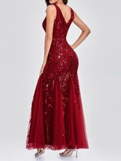 Women‘s Party Dress Homecoming Dress Wedding Guest Dress Sequin Dress Long Dress Maxi Dress Silver Pink Wine Sleeveless Pure Color Sequins Spring Summer V Neck Party Party Weekend 2023 S M L XL XXL -Tesla Style fuxphv1656585899148