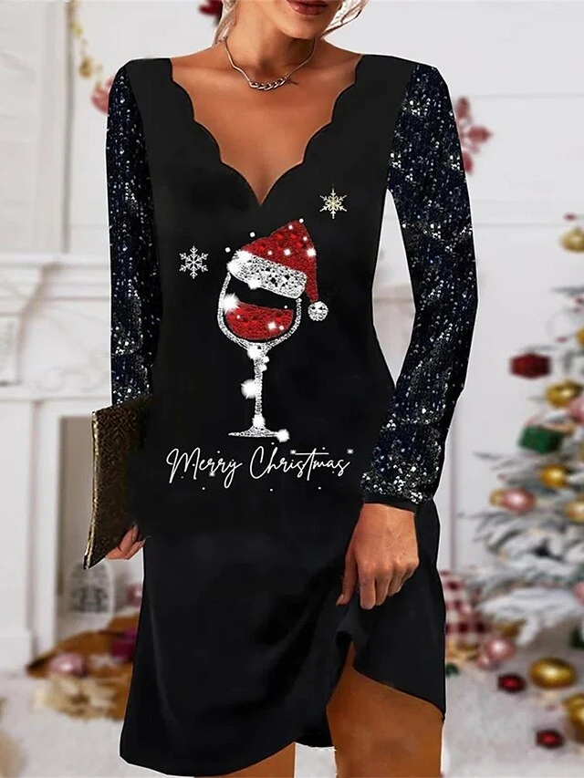 Women's Party Dress Sequin Dress Cocktail Dress Mini Dress Black Long Sleeve Geometric Sequins Spring Fall Winter V Neck Fashion Winter Dress Christmas Wedding Guest 2023 S M L XL 3 Women's Party Dress Sequin Dress Cocktail Dress Mini Dress Black Long Sleeve Geometric Sequins Spring Fall Winter V Neck Fashion Winter Dress Christmas Wedding Guest 2023 S M L XL