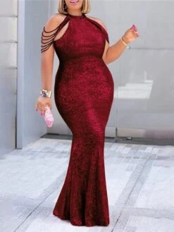 Women‘s Formal Party Dress Sequin Dress Bodycon Long Dress Maxi Dress Green Black Blue Sleeveless Pure Color Sequins Spring Summer Crew Neck XL XXL 3XL 4XL 5XL -Tesla Style fvmbyy1639558621591