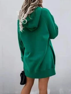 Women's Casual Dress Hoodie Dress Plain Dress Mini Dress Pocket Split Outdoor Street Daily Active Fashion Hooded Long Sleeve 2023 Loose Fit Black White Orange Color S M L XL XXL Size -Tesla Style fvntim1693558024390