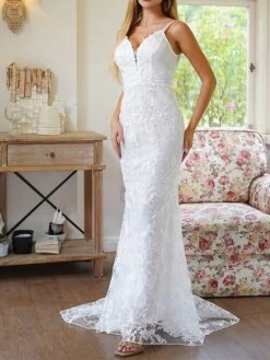 Women's Prom Dress Party Dress Lace Dress Long Dress Maxi Dress White Sleeveless Pure Color Lace Spring Fall Winter Spaghetti Strap Fashion Birthday Evening Party Wedding Guest 2023 S M L XL -Tesla Style gaasuy1692690610580