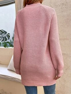 Women's Sweater Dress Winter Dress Jumper Dress Mini Dress Button Daily Date Going Out Active Fashion Crew Neck Long Sleeve 2023 Loose Fit Black Pink Color S M L XL Size -Tesla Style gbxjfy1692858950362