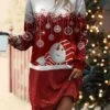 Women's Casual Dress Sweatshirt Dress Mini Dress Warm Fashion Outdoor Christmas Vacation Crew Neck Print Snowman Snowflake Loose Fit Red S M L XL XXL -Tesla Style gcchwb1696524452635
