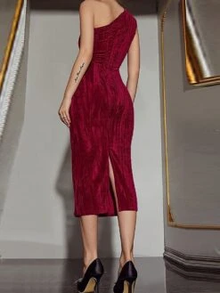 Women's Party Dress Velvet Dress Cocktail Dress Midi Dress Wine Dark Green Sleeveless Pure Color Split Spring Fall Winter One Shoulder Fashion Birthday Wedding Guest Vacation 2023 S M L XL 17 Women's Party Dress Velvet Dress Cocktail Dress Midi Dress Wine Dark Green Sleeveless Pure Color Split Spring Fall Winter One Shoulder Fashion Birthday Wedding Guest Vacation 2023 S M L XL -Tesla Style gcddfa1692858601901