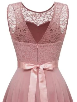 Women‘s Cocktail Party Dress Lace Dress Swing Dress Long Dress Maxi Dress Black Pink Wine Sleeveless Pure Color Lace Fall Spring Summer Crew Neck Fashion 2023 S M L XL XXL 3XL -Tesla Style gcdpvf1671679526933