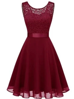 Women‘s Party Dress Lace Dress Knee Length Dress Pink Red Wine Dark Blue Red White Black Sleeveless Pure Color Lace Spring Summer Crew Neck Elegant 2022 XS S M L XL XXL XXXL 30 Women‘s Party Dress Lace Dress Knee Length Dress Pink Red Wine Dark Blue Red White Black Sleeveless Pure Color Lace Spring Summer Crew Neck Elegant 2022 XS S M L XL XXL XXXL -Tesla Style gczpba1631946867792