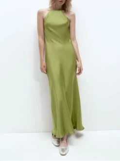 Women's Prom Dress Party Dress Satin Dress Midi Dress White Green Sleeveless Pure Color Backless Spring Fall Winter Spaghetti Strap Fashion Evening Party Wedding Guest Vacation 2023 S M L -Tesla Style gdkzsz1691745618082