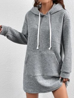 Women's Casual Dress Hoodie Dress Mini Dress Fashion Daily Outdoor Vacation Going Out Crew Neck Pocket Pure Color Pure Color Loose Fit Gray S M L XL XXL