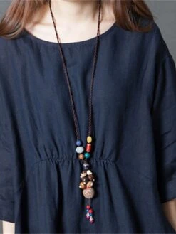 Women's Work Dress Semi Formal Dress Fashion Midi Dress Ruched Pocket Crew Neck 3/4 Length Sleeve Plain Loose Fit Dark Blue Fall Winter M L XL XXL -Tesla Style gefpoy1693300618905