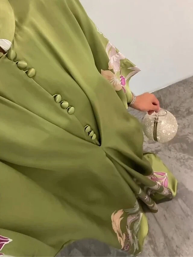 Women's Prom Dress Party Dress Satin Dress Long Dress Maxi Dress Green Long Sleeve Floral Button Spring Fall Winter Stand Collar Party Wedding Guest Fall Dress 2023 S M L XL XXL 3XL 5 Women's Prom Dress Party Dress Satin Dress Long Dress Maxi Dress Green Long Sleeve Floral Button Spring Fall Winter Stand Collar Party Wedding Guest Fall Dress 2023 S M L XL XXL 3XL - Image 3