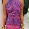 Women‘s Prom Dress Party Dress Homecoming Dress Sequin Dress Long Dress Maxi Dress Blue Purple Sleeveless Ombre Sequins Sparkly Glitter Spring Fall Winter Spaghetti Strap Fashion Wedding Guest -Tesla Style ggrihf1693983144360