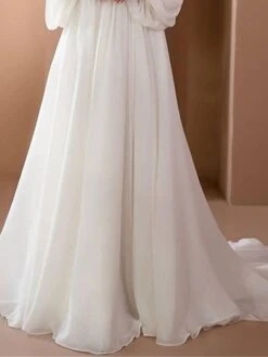 Women's Prom Dress Party Dress Wedding Guest Dress Long Dress Maxi Dress White Long Sleeve Pure Color Ruched Fall Winter Autumn Off Shoulder Fashion Winter Dress Wedding Guest Birthday 2023 S M L XL -Tesla Style ghwgnu1697097653560