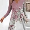 Women's Work Dress Casual Dress Fashion Winter Dress Daily Mini Dress Button Print V Neck Long Sleeve Floral Regular Fit Blue Light Purple Purple Fall Winter S M L XL XXL -Tesla Style gifzol1694671045159