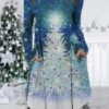 Women's Christmas Work Dress Casual Dress Fashion Winter DressDaily Midi Dress Pocket Print Crew Neck Long Sleeve SnowmanTree Regular Fit Wine Red Navy Blue Fall Winter S M L XL XXL -Tesla Style giphwx1695694717109