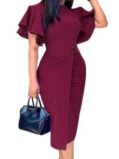 Women's Party Dress Shift Dress Green Dress Midi Dress Wine Blue Purple Short Sleeve Pure Color Ruffle Summer Spring Crew Neck Stylish Slim 2023 S M L XL XXL 3XL 18 Women's Party Dress Shift Dress Green Dress Midi Dress Wine Blue Purple Short Sleeve Pure Color Ruffle Summer Spring Crew Neck Stylish Slim 2023 S M L XL XXL 3XL -Tesla Style gjfyii1646992297799