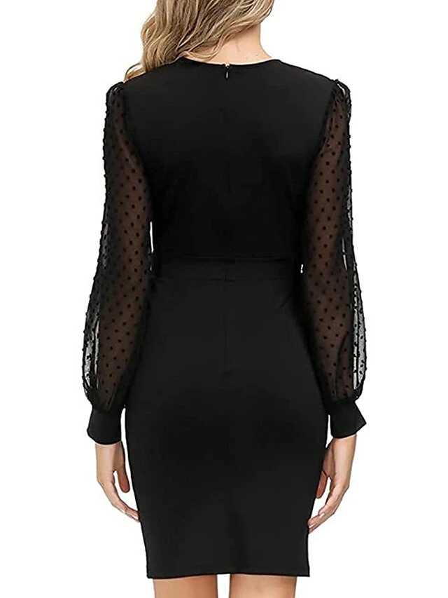 Women's Work Dress Sheath Dress Black Dress Fashion Winter Dress Office Daily Midi Dress Ruched V Neck Long Sleeve Plain Regular Fit Black Wine Dark Blue Fall Winter S M L XL 14 Women's Work Dress Sheath Dress Black Dress Fashion Winter Dress Office Daily Midi Dress Ruched V Neck Long Sleeve Plain Regular Fit Black Wine Dark Blue Fall Winter S M L XL - Image 12