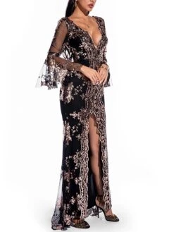 Women's Prom Dress Party Dress Sequin Dress Long Dress Maxi Dress Black Gold Long Sleeve Floral Sequins Spring Fall Winter V Neck Fashion Party Winter Dress Wedding Guest 2023 S M L XL 30 Women's Prom Dress Party Dress Sequin Dress Long Dress Maxi Dress Black Gold Long Sleeve Floral Sequins Spring Fall Winter V Neck Fashion Party Winter Dress Wedding Guest 2023 S M L XL -Tesla Style glitgz1635241720657