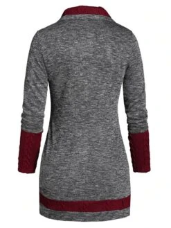 Women‘s Sweater Dress Winter Dress Green Black Wine Red Gray Long Sleeve Button Winter Fall Turtleneck Casual L XL XXL 3XL 4XL 5XL -Tesla Style goeqlc1631266013953