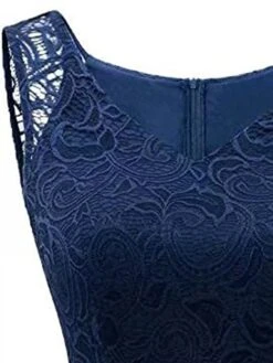 Women's Party Dress Lace Dress Homecoming Dress Midi Dress Pink Wine Khaki Sleeveless Pure Color Lace Summer Spring Fall V Neck Vintage Wedding Guest Birthday Vacation 2023 S M L XL XXL -Tesla Style gomlcp1691399760613