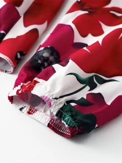 Women's Work Dress Semi Formal Dress Wrap Dress Fashion Mini Dress Ruffle Layered V Neck Long Sleeve Floral Regular Fit Red Purple Orange Fall S M L XL XXL -Tesla Style gpztpm1693300601182