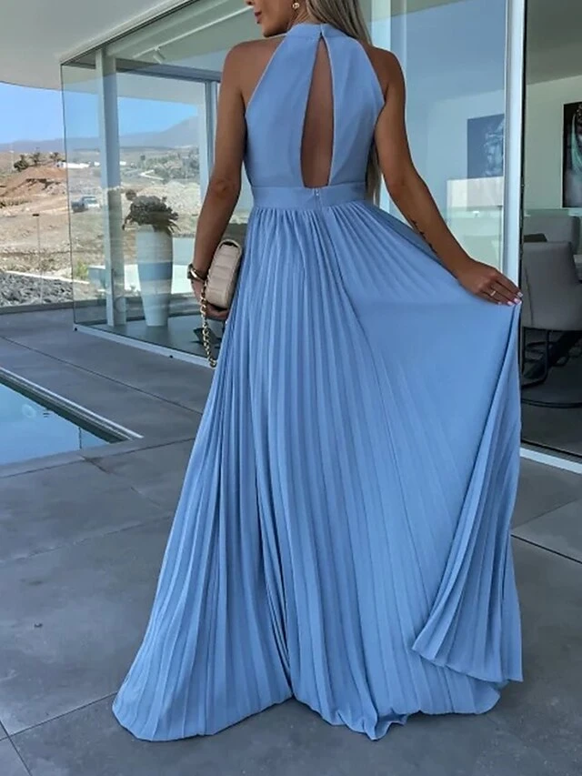 Women's Long Dress Maxi Dress Party Dress Casual Dress Summer Dress Pure Color Streetwear Casual Outdoor Holiday Going Out Ruched Pleated Sleeveless Halter Neck Dress Slim Pink Blue Summer Spring S M 12 Women's Long Dress Maxi Dress Party Dress Casual Dress Summer Dress Pure Color Streetwear Casual Outdoor Holiday Going Out Ruched Pleated Sleeveless Halter Neck Dress Slim Pink Blue Summer Spring S M - Image 10