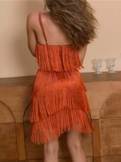 Women's Party Dress Fringe Dress Cocktail Dress Mini Dress Black White Wine Sleeveless Pure Color Tassel Fringe Spring Fall Winter Spaghetti Strap Fashion Birthday Wedding Guest Vacation 2023 S M L XL -Tesla Style gqxfvi1692942470482