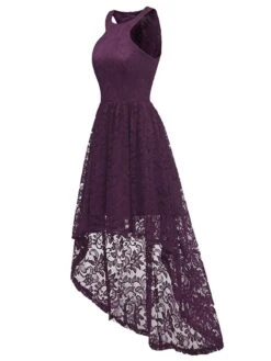 Women's Prom Dress Party Dress Wedding Guest Dress Long Dress Maxi Dress Wine Purple Sleeveless Pure Color Lace Spring Fall Winter Halter Neck Fashion Winter Dress Evening Party Wedding Guest 2023 S -Tesla Style grckof1692179382131